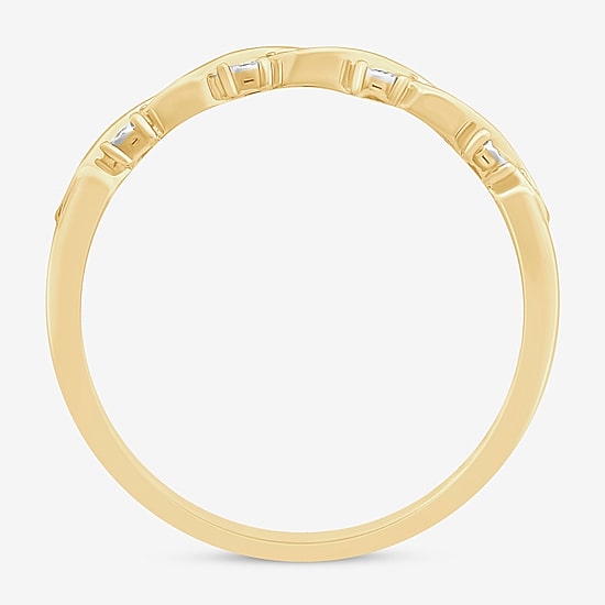 Womens Diamond Accent Natural White Diamond 10K Gold Anniversary Wedding Band