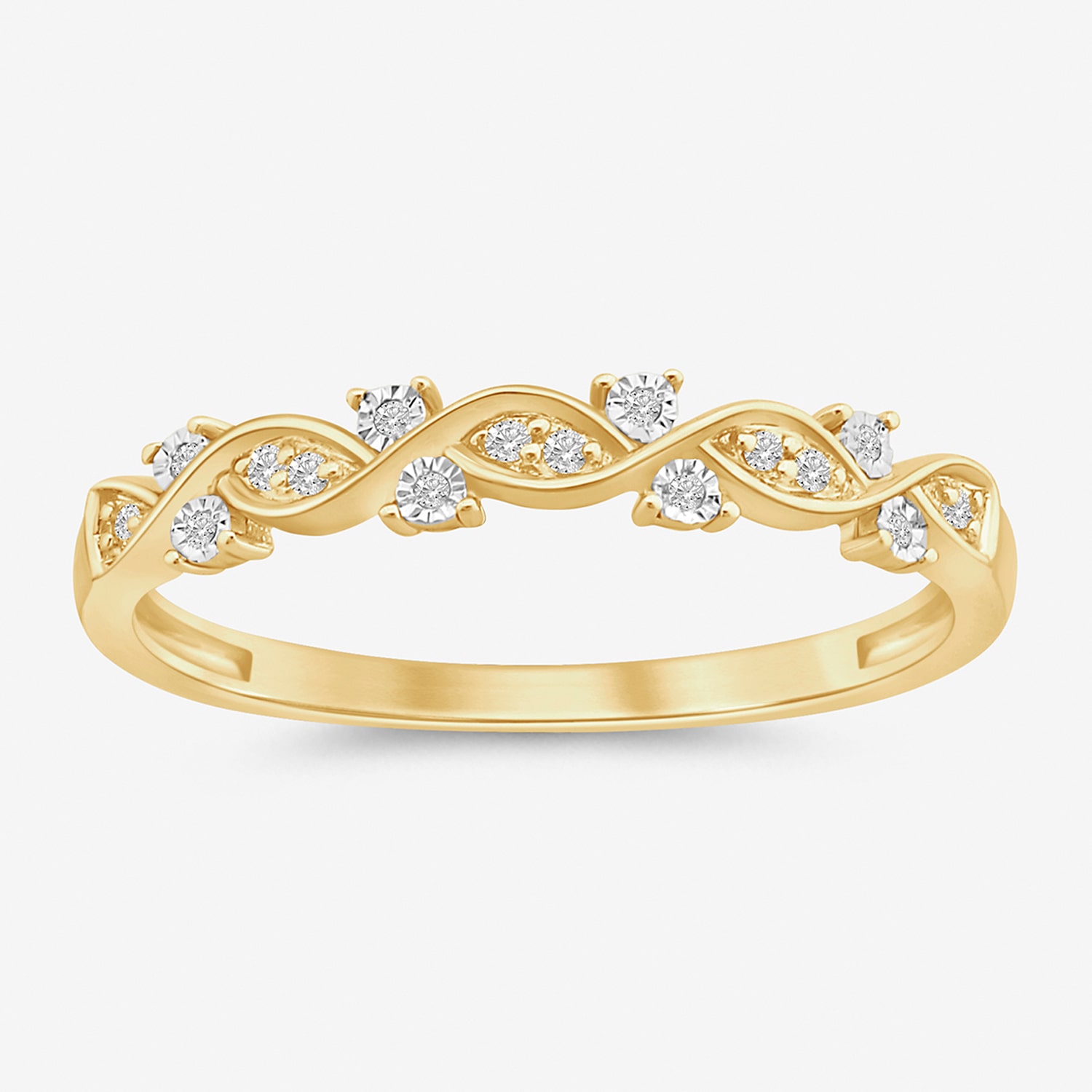 Womens Diamond Accent Natural White Diamond 10K Gold Anniversary Wedding Band