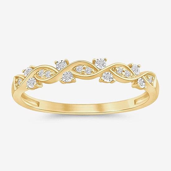 Womens Diamond Accent Natural White Diamond 10K Gold Anniversary Wedding Band