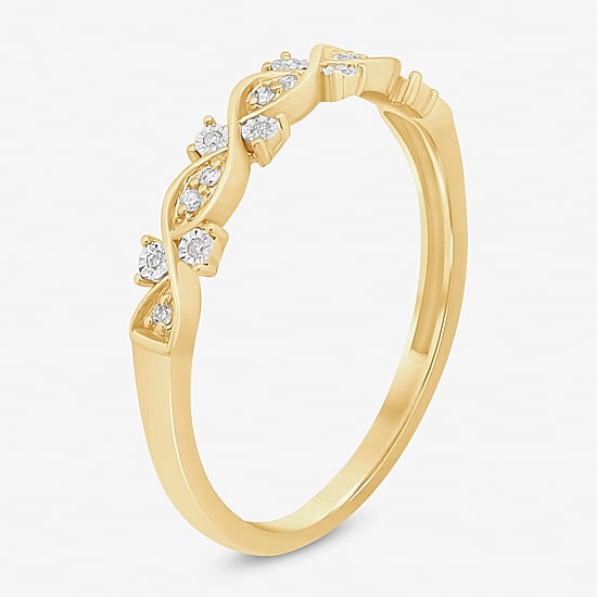 Womens Diamond Accent Natural White Diamond 10K Gold Anniversary Wedding Band