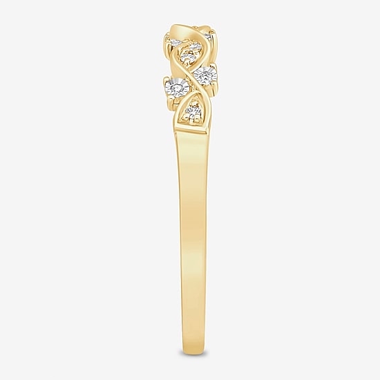 Womens Diamond Accent Natural White Diamond 10K Gold Anniversary Wedding Band