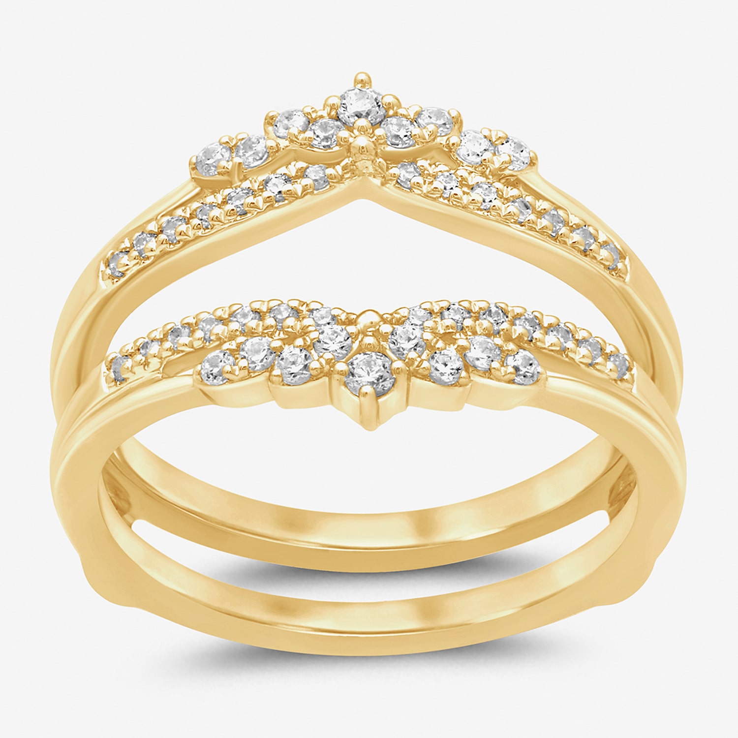 Womens 1/4 CT. T.W. Natural White Diamond 14K Gold Ring Guard