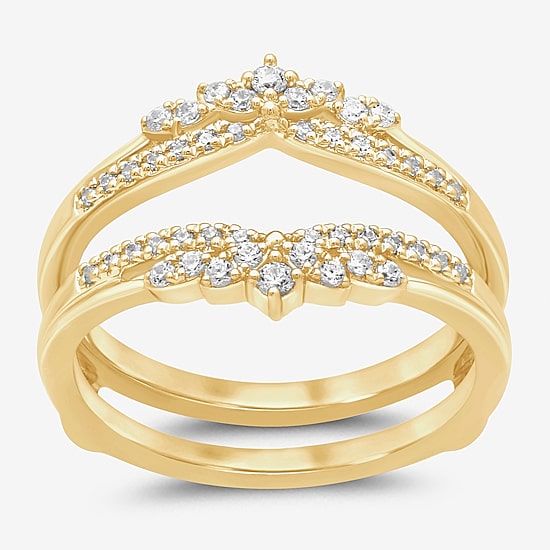Womens 1/4 CT. T.W. Natural White Diamond 14K Gold Ring Guard