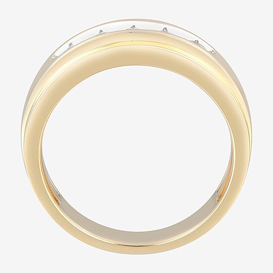 (F / Vs2) Mens 8MM 1/2 CT. T.W. Lab Grown White Diamond 14K Gold 5-Stone Wedding Band
