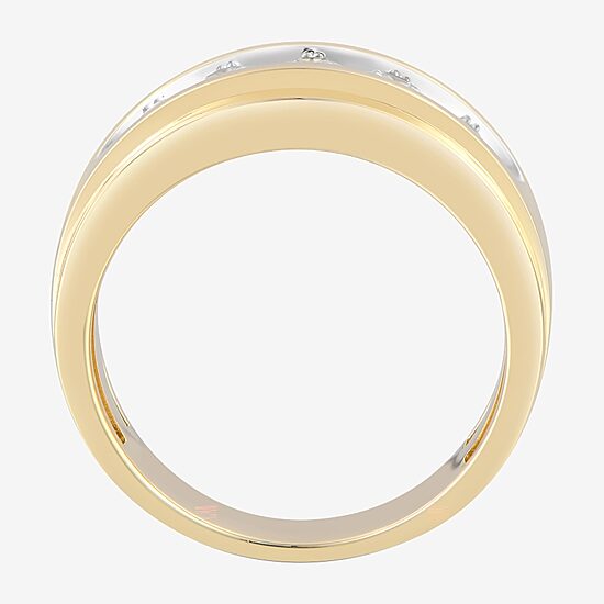 (F / Vs2) Mens 9.5MM 1 CT. T.W. Lab Grown White Diamond 14K Gold 5-Stone Wedding Band