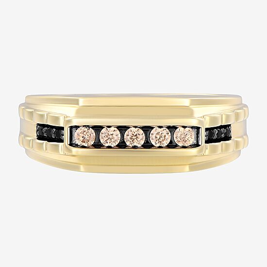 Mens 8MM 1/4 CT. T.W. Natural Champagne Diamond 10K Gold Wedding Band