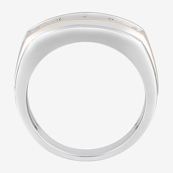 (F / Vs2) Mens 9.5MM 1 CT. T.W. Lab Grown White Diamond 14K Two Tone Gold 5-Stone Wedding Band