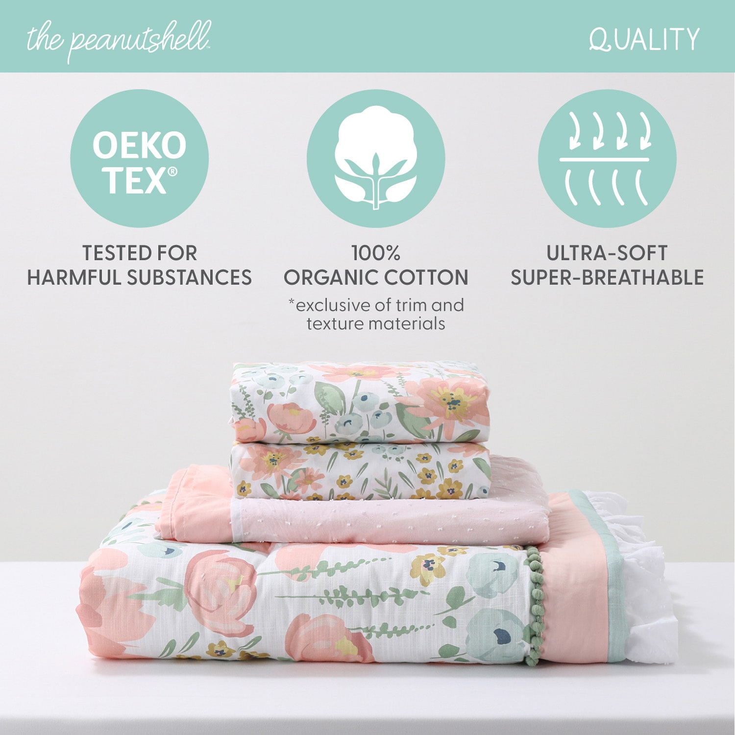 The Peanutshell Organic Wildflower 4-pc. Crib Bedding Set
