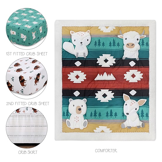 The Peanutshell Organic Western Woods 4-pc. Crib Bedding Set