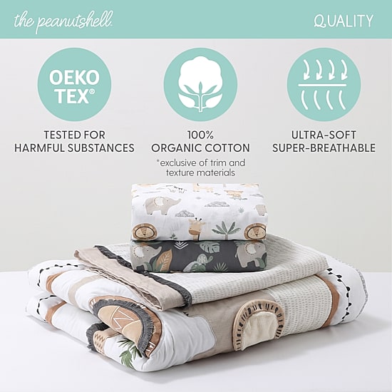 The Peanutshell Organic Sarari  Serenity 4-pc. Crib Bedding Set