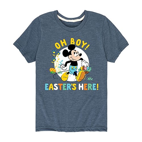 Disney Collection Little & Big Kid Boys Crew Neck Short Sleeve Regular Fit Mickey and Friends Graphic T-Shirt, X-large, Blue