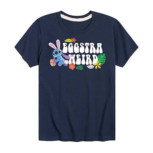 Disney Collection Little & Big Kid Boys Crew Neck Short Sleeve Regular Fit Lilo & Stitch Graphic T-Shirt, X-large, Blue