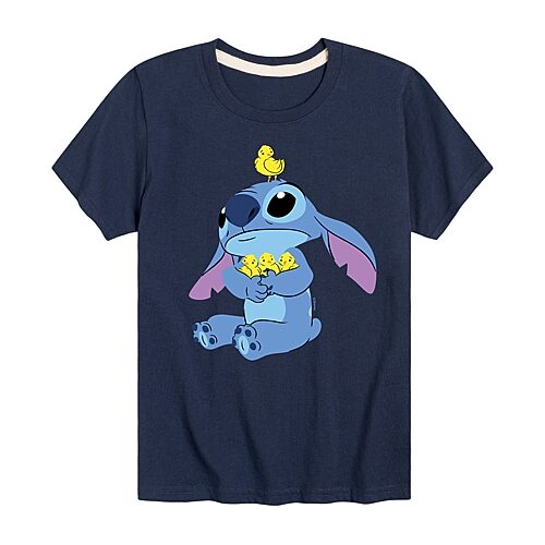 Disney Collection Little & Big Kid Boys Crew Neck Short Sleeve Regular Fit Lilo & Stitch Graphic T-Shirt, X-large, Blue