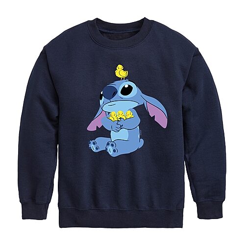 Disney Collection Little & Big Kid Boys Crew Neck Long Sleeve Lilo & Stitch Sweatshirt, X-large, Blue