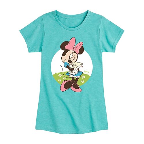 Disney Collection Little & Big Kid Girls Crew Neck Short Sleeve Regular Fit Minnie Mouse Graphic T-Shirt, X-large, Green