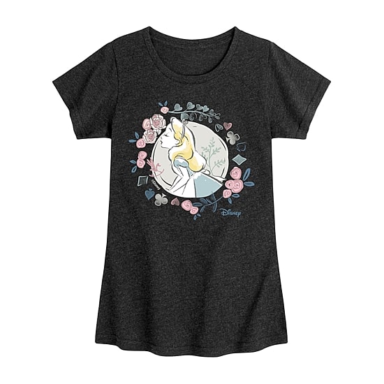 Disney Collection Little & Big Kid Girls Crew Neck Short Sleeve Regular Fit Alice in Wonderland Graphic T-Shirt