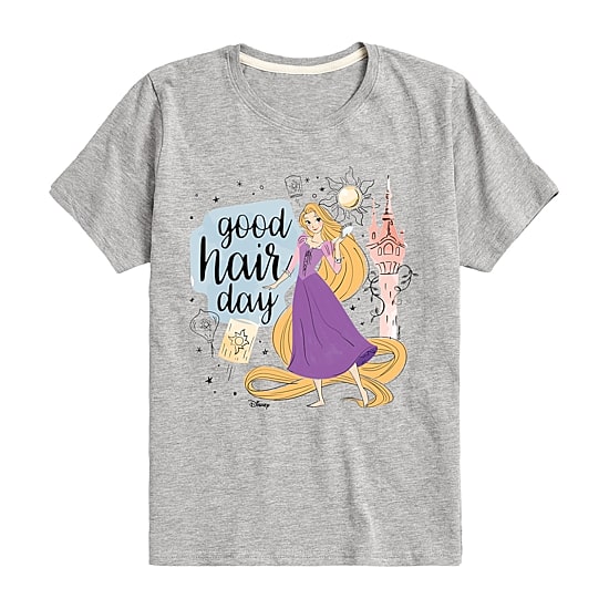 Disney Collection Little & Big Kid Girls Crew Neck Short Sleeve Regular Fit Princess Rapunzel Graphic T-Shirt
