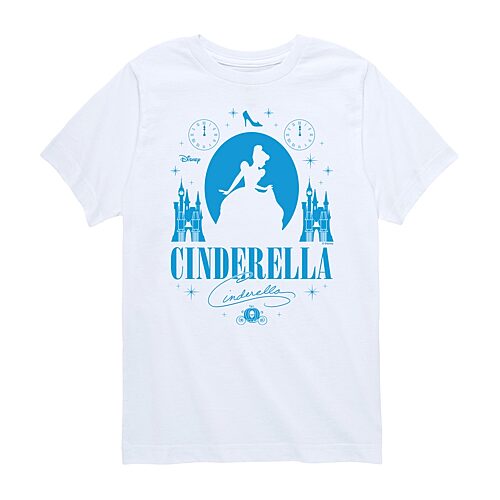 Disney Collection Little & Big Kid Girls Crew Neck Short Sleeve Regular Fit Cinderella Princess Graphic T-Shirt, X-large, White
