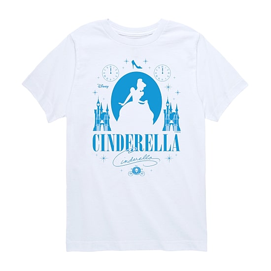 Disney Collection Little & Big Kid Girls Crew Neck Short Sleeve Regular Fit Cinderella Princess Graphic T-Shirt