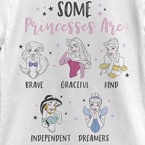 Disney Little & Big Kid Girls Crew Neck Short Sleeve Regular Fit Princess Graphic T-Shirt
