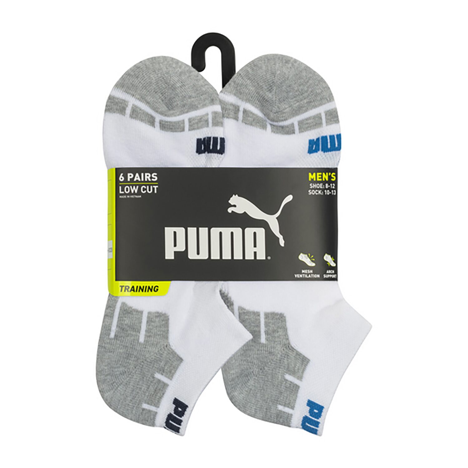 PUMA Mens Multi-Pack 6 Pair Low Cut Socks
