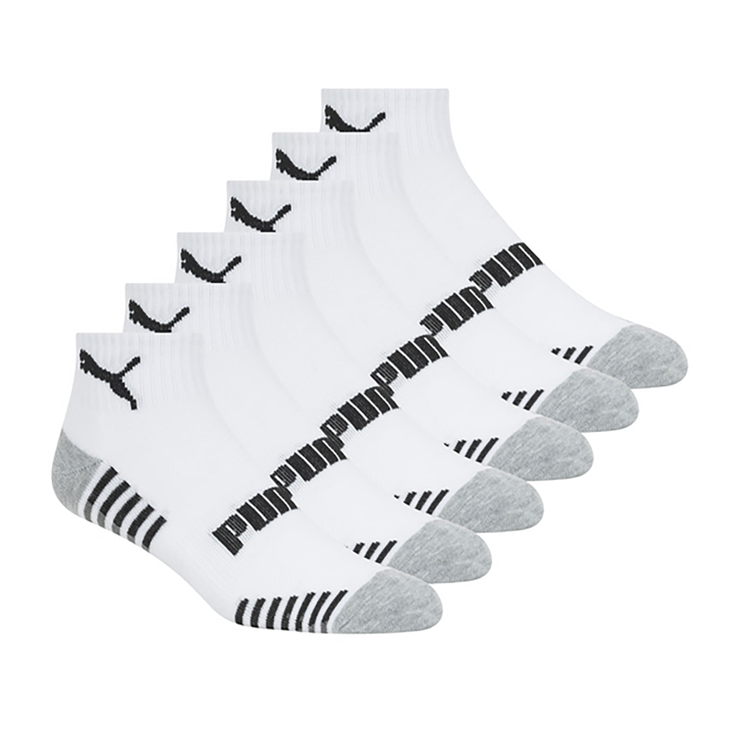 PUMA Mens Multi-Pack 6 Pair Quarter Ankle Socks