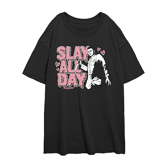 Halloween Slay All Day Tee Womens Juniors Crew Neck Short Sleeve Regular Fit Graphic T-Shirt