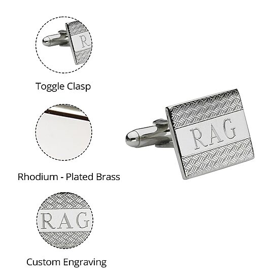 Personalized Wave Pattern Cuff Links
