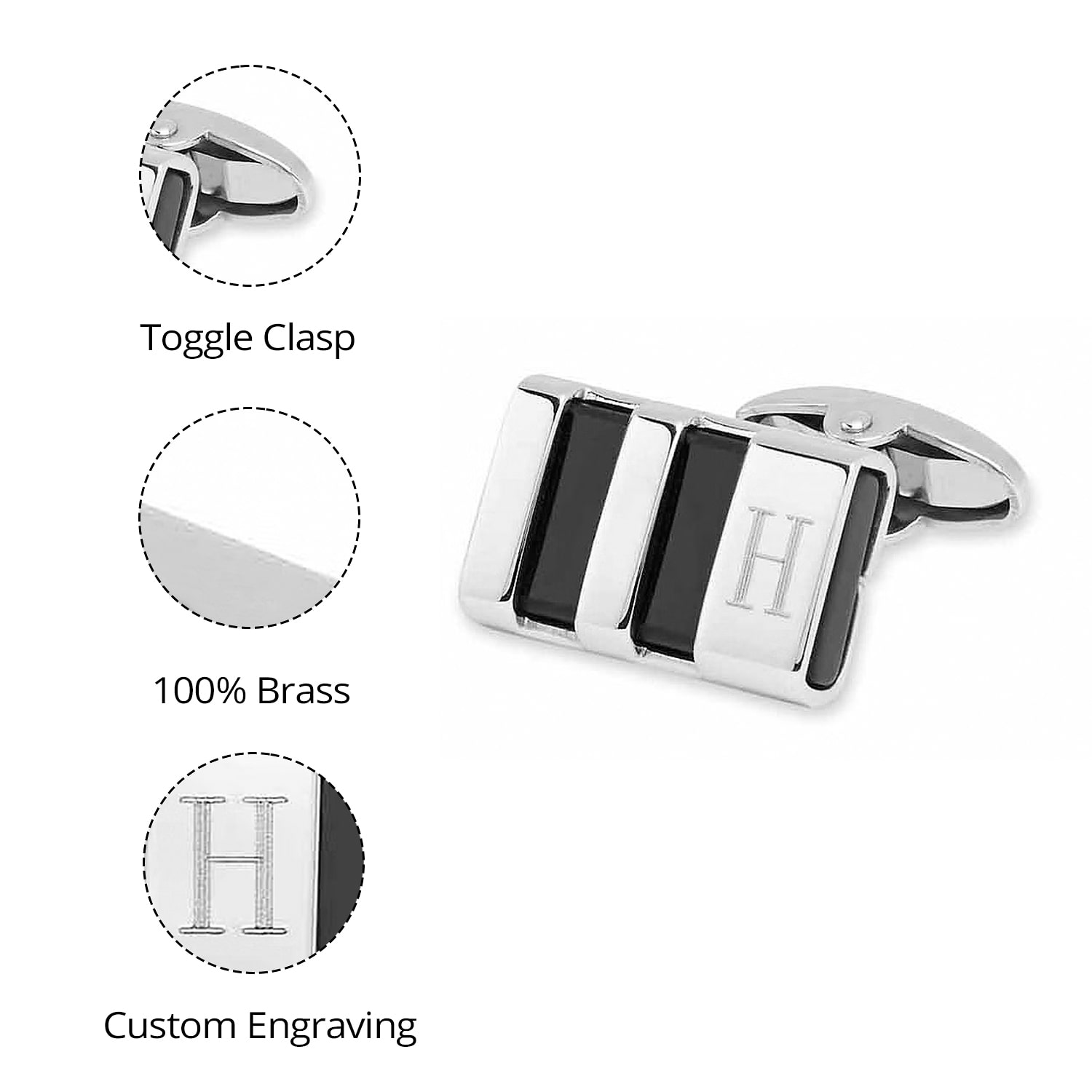 Personalized Stainless Steel & Enamel Cuff Links