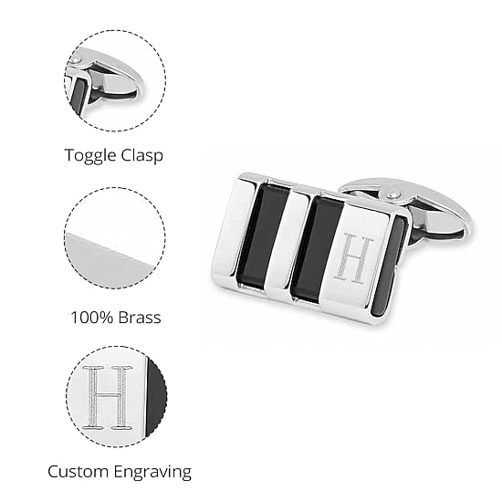 Personalized Stainless Steel & Enamel Cuff Links