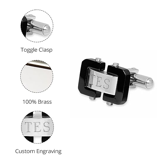 Personalized Two-Tone Stainless Steel Cuff Links
