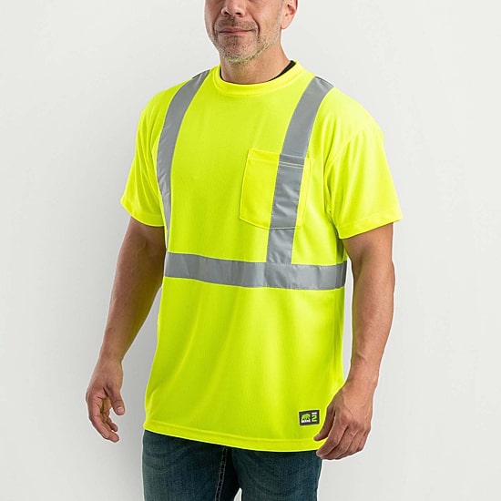 Berne Hi Vis Class 2 Performance Mens High Visibility Short Sleeve Safety Shirt