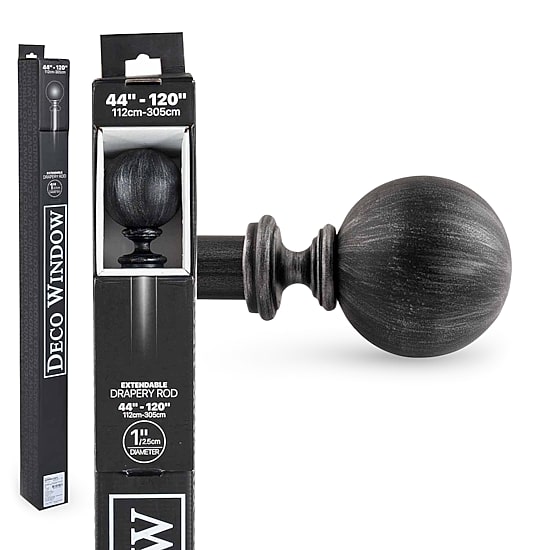 Deco Window Brushed Globe 1 IN Adjustable Curtain Rod