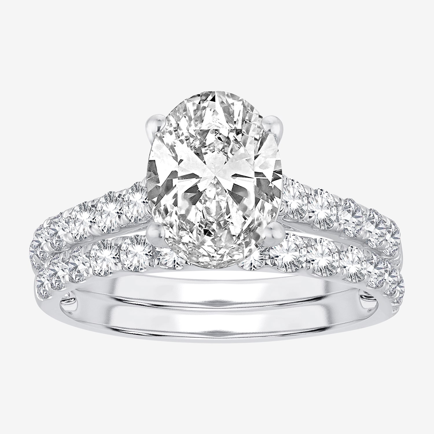 (H-I / SI1-SI2) Signature By Modern Bride Womens 2 1/2 CT. TW. Lab Grown White Diamond in 14K Gold Oval Bridal Set
