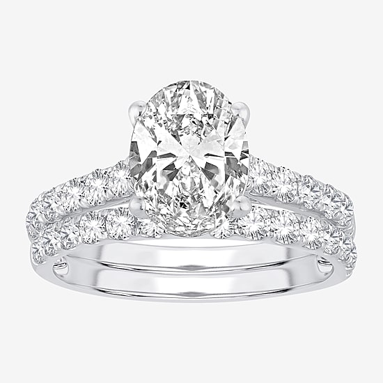 (H-I / SI1-SI2) Signature By Modern Bride Womens 2 1/2 CT. TW. Lab Grown White Diamond in 14K Gold Oval Bridal Set