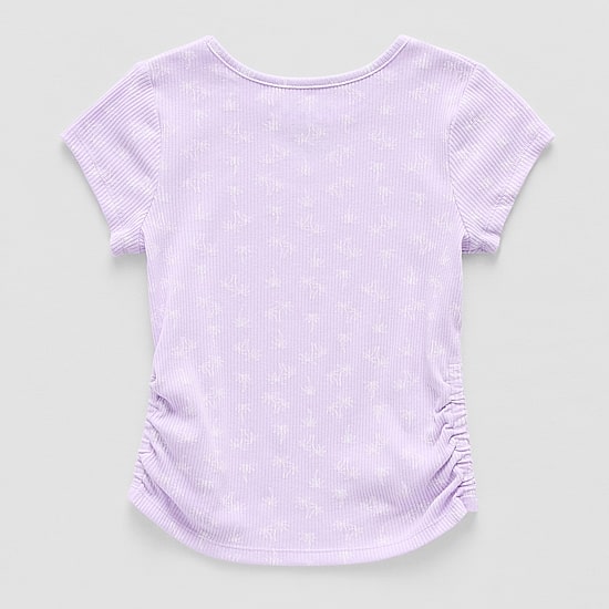Thereabouts Rib Little & Big Kid Girls Round Neck Short Sleeve T-Shirt