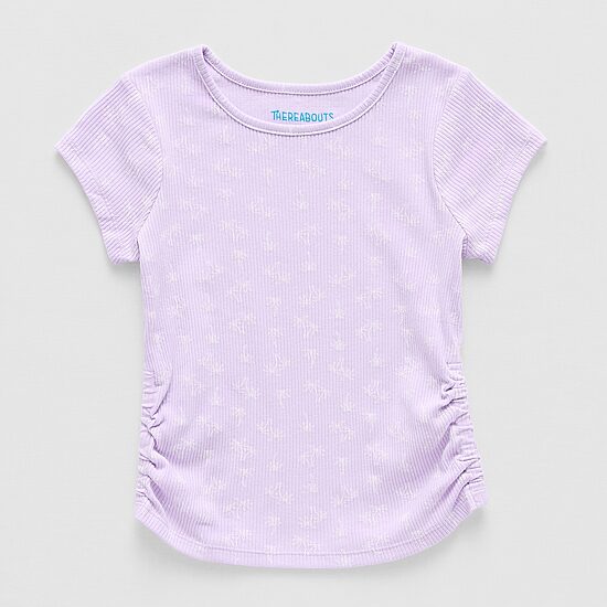 Thereabouts Rib Little & Big Kid Girls Round Neck Short Sleeve T-Shirt
