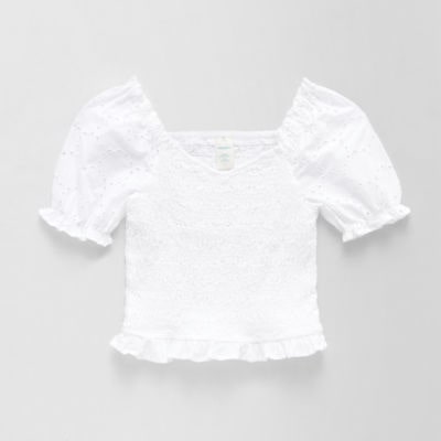 Thereabouts Little & Big Kid Girls V Neck Short Sleeve Blouse
