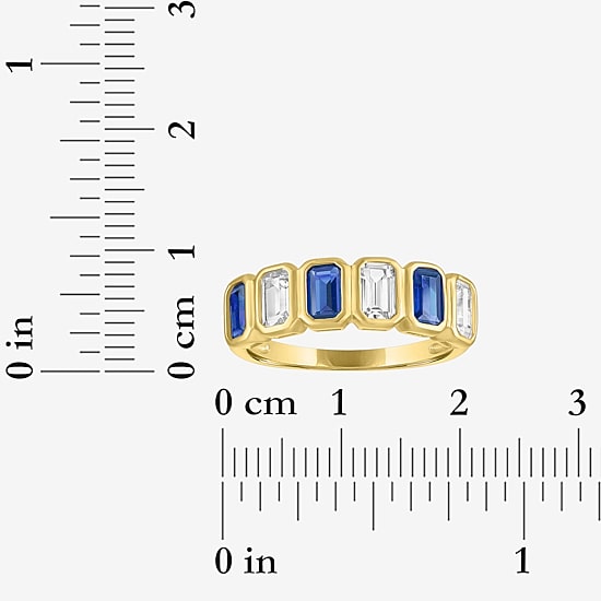 Lab Created or Simulated Gemstone 14K Gold Over Silver Side Band