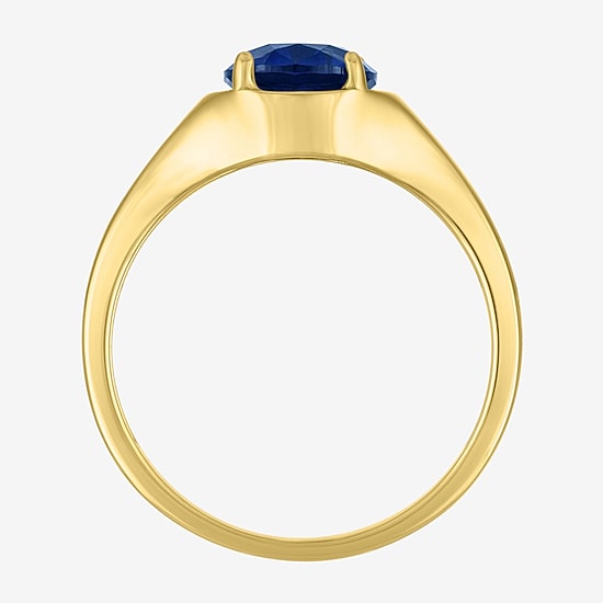 Womens Lab Created Blue Sapphire 14K Gold Over Silver Oval Solitaire Cocktail Ring