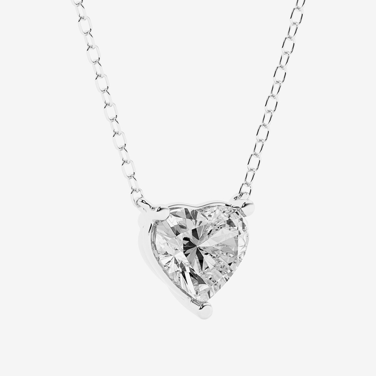 (G/Si1-Si2) Womens 1 CT. T.W. Lab Grown White Diamond Sterling Silver Heart 16 Inch Pendant Necklace
