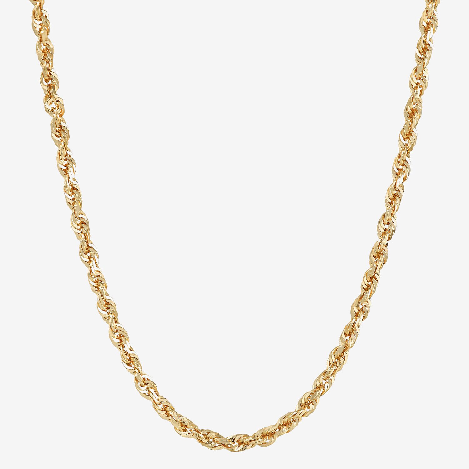 Womens 10K Gold Inch Rope Chain Necklace