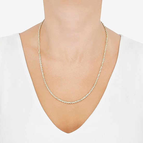 Womens 10K Gold 22 Inch Rope Chain Necklace