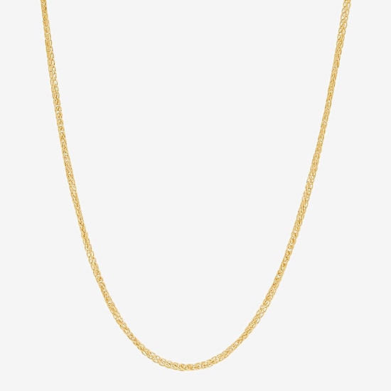 Womens 10K Gold 18 Inch Wheat Chain Necklace