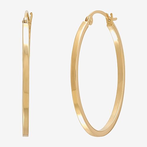 Womens 10K Gold 2.5mm Hoop Earrings, One Size, Yellow