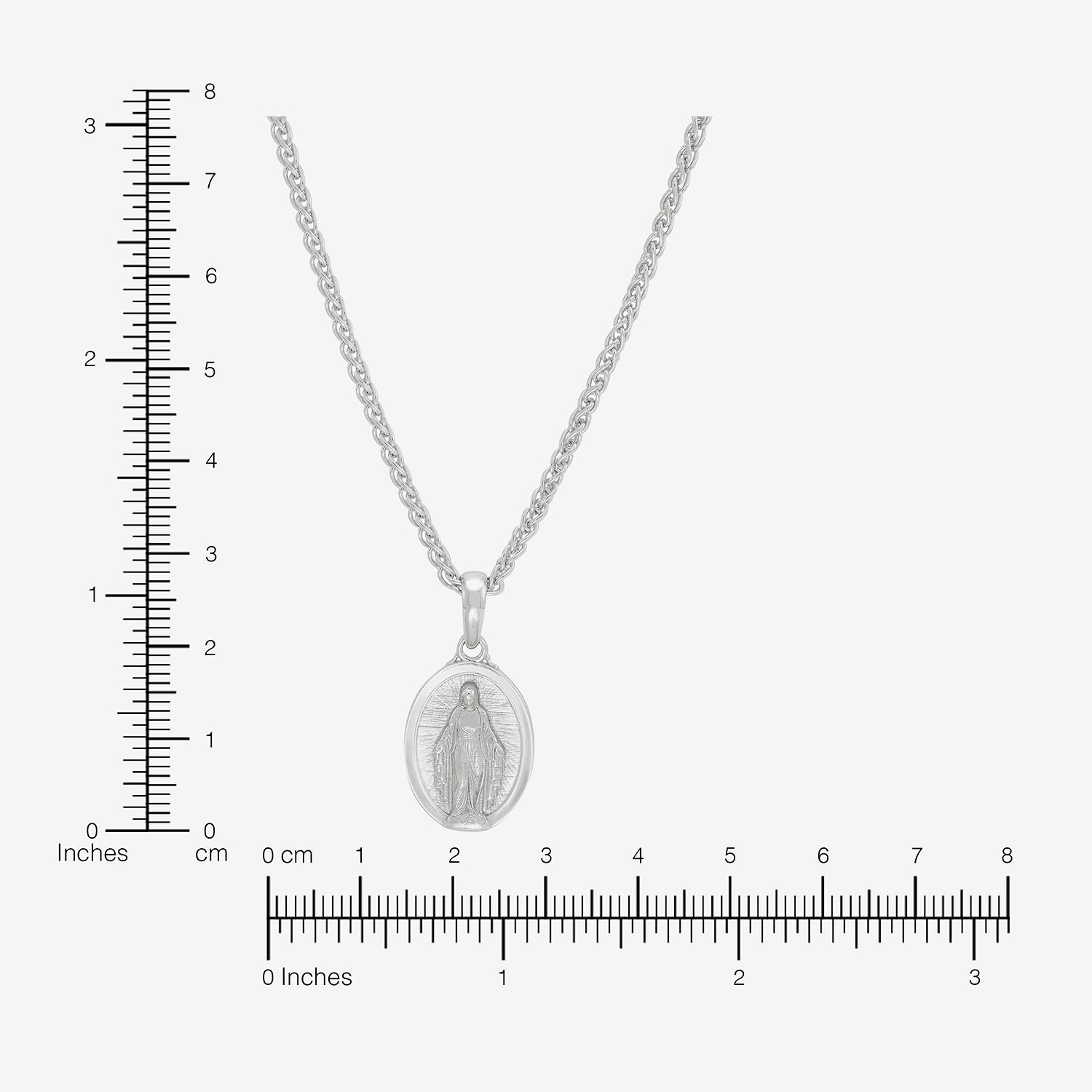 Virgin Mary Mens Sterling Silver Oval 18 Inch Pendant Necklace