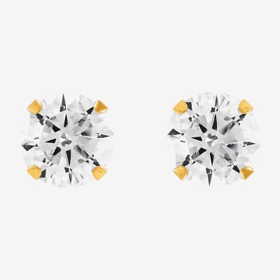 Limited Quantities! White Cubic Zirconia 10K Gold 6mm Stud Earrings
