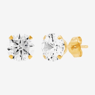 Limited Quantities! White Cubic Zirconia 10K Gold 6mm Stud Earrings