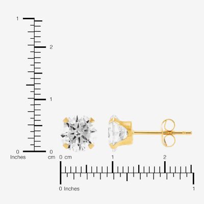 Limited Quantities! White Cubic Zirconia 10K Gold 6mm Stud Earrings