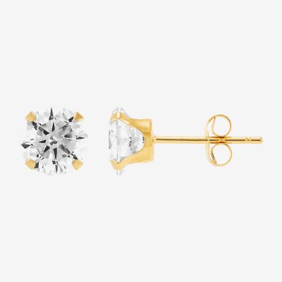 Limited Quantities! White Cubic Zirconia 10K Gold 6mm Stud Earrings